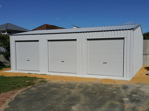 Triple Door Garage   Skillion Awning   Supplied and Build by Roys Sheds